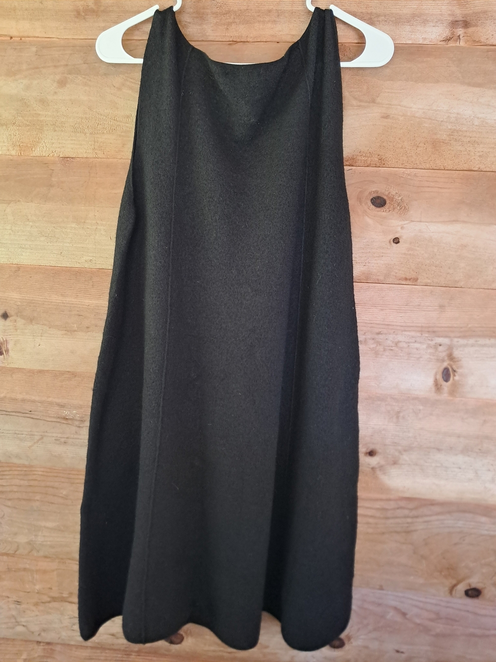 COS Women's Black Midi Sleeveless A-Line Wool Dress